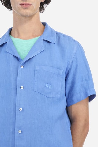 Camisa regular em linho - Azul