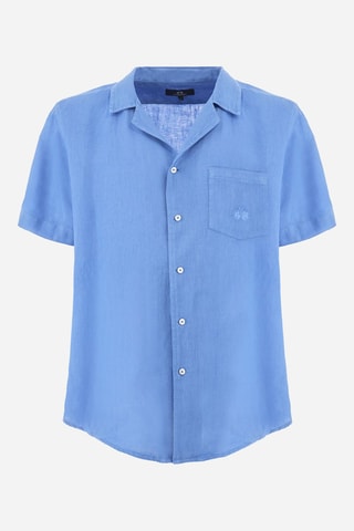 Camisa regular em linho - Azul