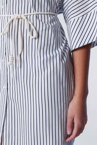 Vestido-camisa Branco e azul-marinho