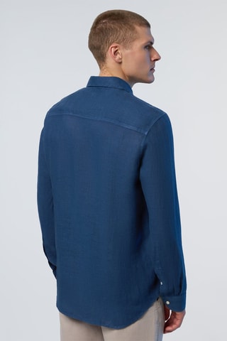 Camisa regular de linho - Azul