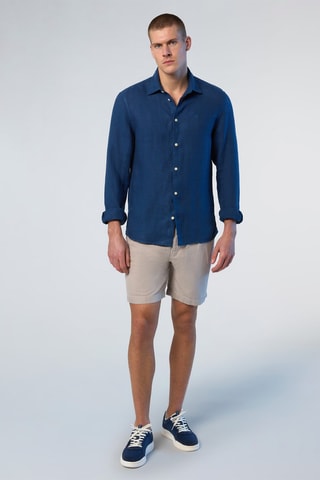 Camisa regular de linho - Azul