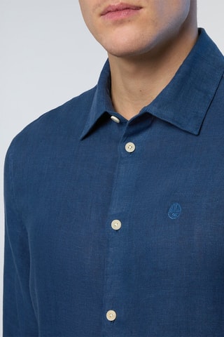 Camisa regular de linho - Azul