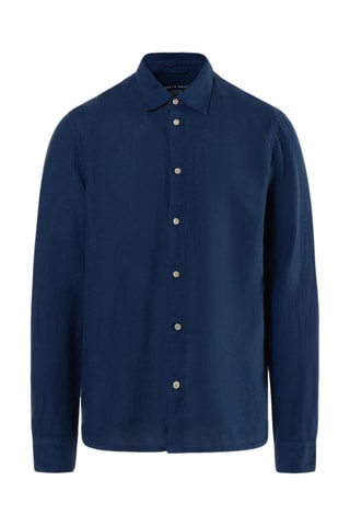 Camisa regular de linho - Azul