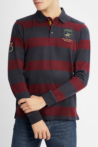 Polo - Vermelho e azul-marinho