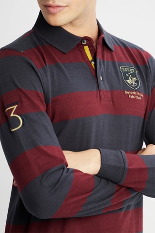 Polo - Vermelho e azul-marinho