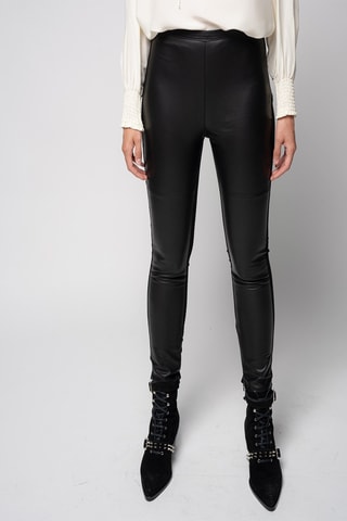 Leggings em couro de cordeiro - Preto