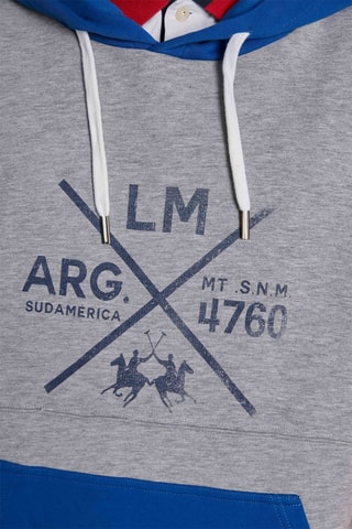 Sweat polar com capuz Cinzento mesclado, vermelho e azul