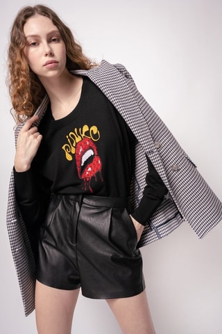 Calções de cintura subida - Preto