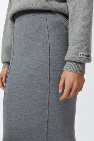 Saia justa em lã cintura alta - Cinzento mesclado