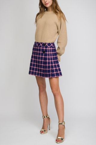 Saia traçada cintura subida - Azul-marinho