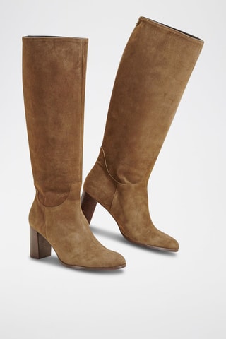 Botas em couro de vitelo veludo Cavanna Caqui