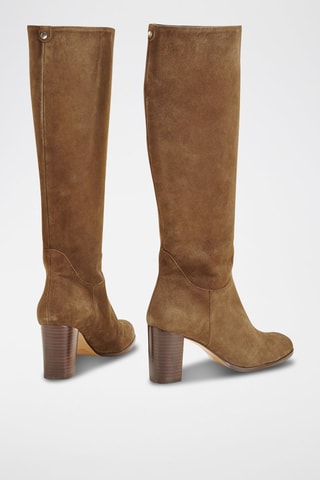 Botas em couro de vitelo veludo Cavanna Caqui