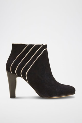 Botins em couro de vitelo veludo Lubby Preto