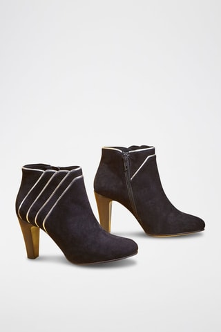 Botins em couro de vitelo veludo Lubby Preto