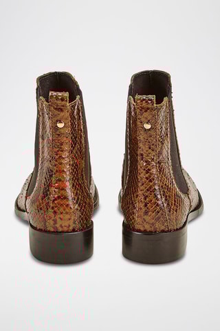 Botins Chelsea em couro de vitelo Filmana Camel e preto