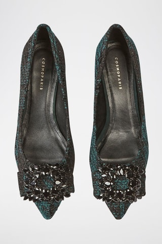 Sapatos de salto Memia Preto e turquesa