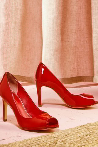 Sapatos de salto em couro de vaca envernizado Bemilene - Vermelho