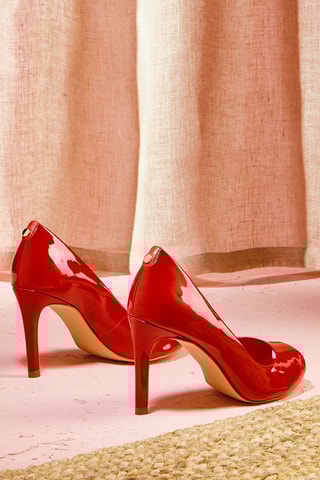 Sapatos de salto em couro de vaca envernizado Bemilene - Vermelho