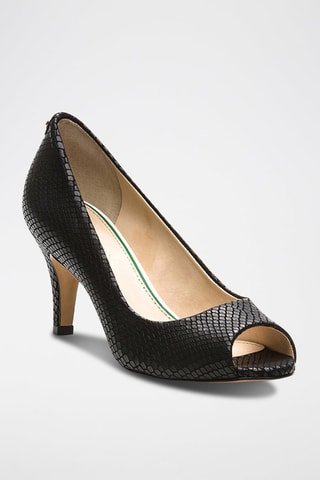 Sapatos de salto em couro de vaca Bemilene Preto