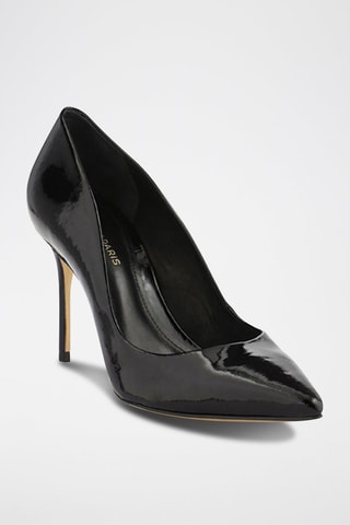 Sapatos de salto em couro de vaca envernizado Abelina Preto