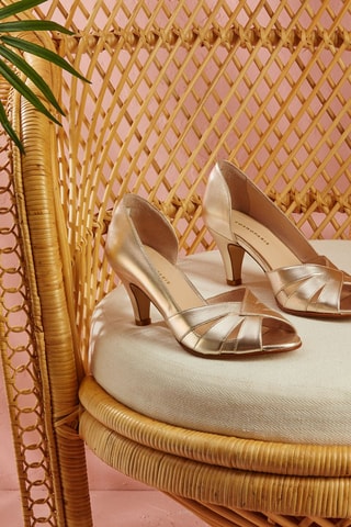 Sandálias de salto em couro Loumia Dourado