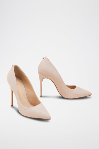 Sapatos de salto em couro de vitelo veludo Aelia - Nude