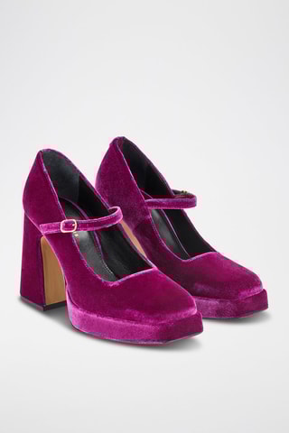 Sapatos de salto com plataforma em couro de cabra - Violeta