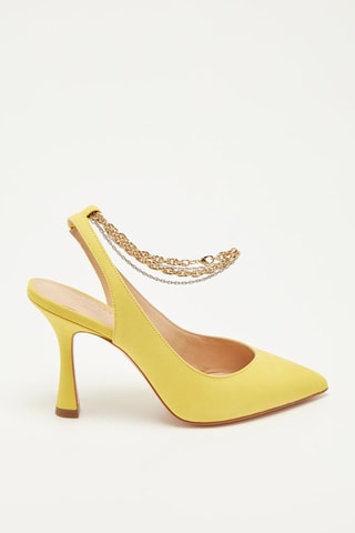 Sapatos de salto em couro de vitelo veludo Rosalia - Amarelo