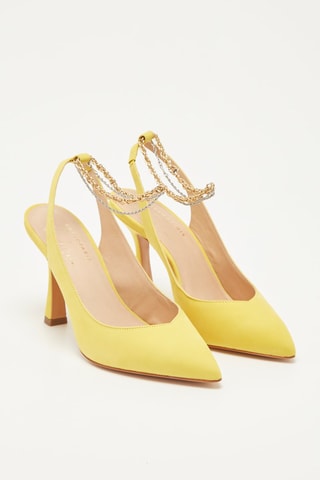 Sapatos de salto em couro de vitelo veludo Rosalia - Amarelo