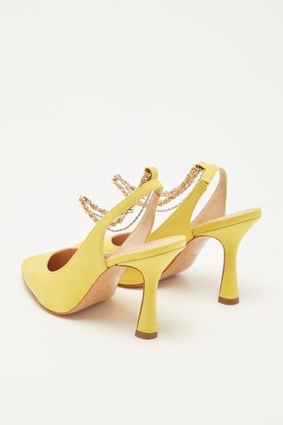 Sapatos de salto em couro de vitelo veludo Rosalia - Amarelo