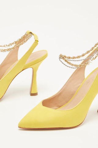 Sapatos de salto em couro de vitelo veludo Rosalia - Amarelo
