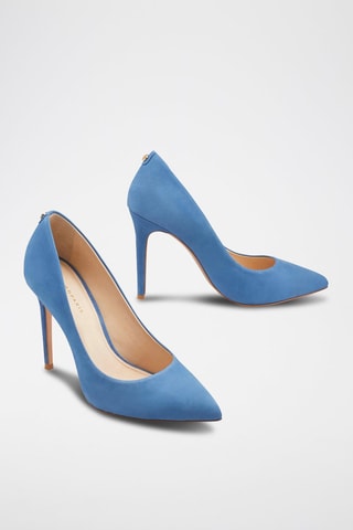 Sapatos de salto em couro de vitelo veludo Jissia - Azul