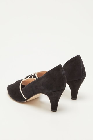 Sapatos de salto em couro Liza Preto e dourado