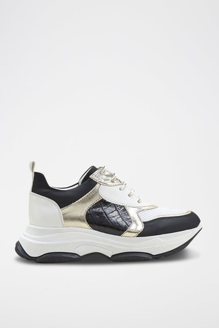Sapatilhas em couro de vitelo Vivla Croc Preto e branco