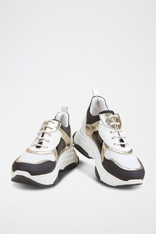 Sapatilhas em couro de vitelo Vivla Croc Preto e branco