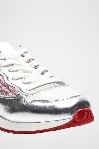Sapatilhas em couro Brilla Prateado e vermelho