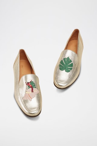 Mocassins em couro Valoha Dourado