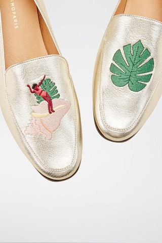 Mocassins em couro Valoha Dourado