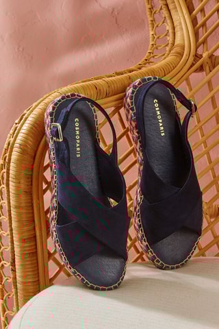 Sandálias de plataforma em couro de vaca Naela - Azul-marinho