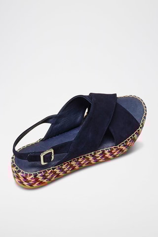 Sandálias de plataforma em couro de vaca Naela - Azul-marinho