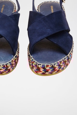 Sandálias de plataforma em couro de vaca Naela - Azul-marinho