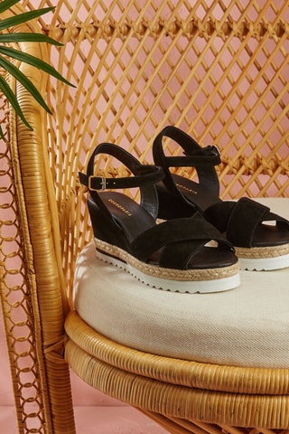 Sandálias de cunha em nobuck Naevi Preto