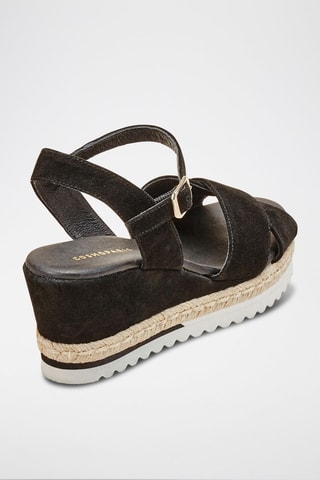 Sandálias de cunha em nobuck Naevi Preto