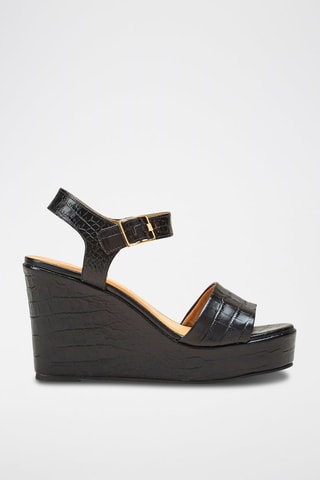 Sandálias de cunha em couro Radia Preto