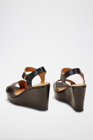 Sandálias de cunha em couro Radia Preto