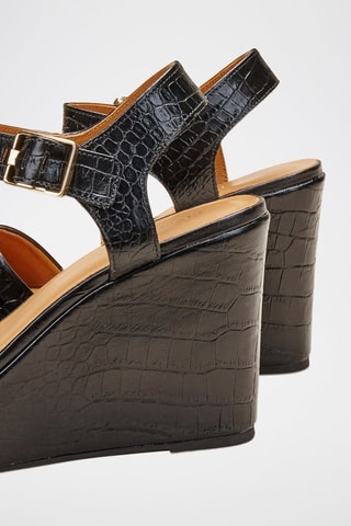 Sandálias de cunha em couro Radia Preto