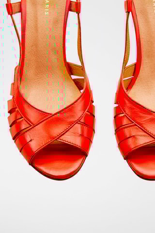 Sandálias de salto em couro de cabra Vespi - Vermelho