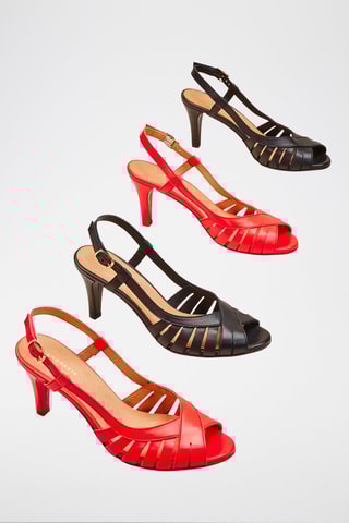 Sandálias de salto em couro de cabra Vespi - Vermelho