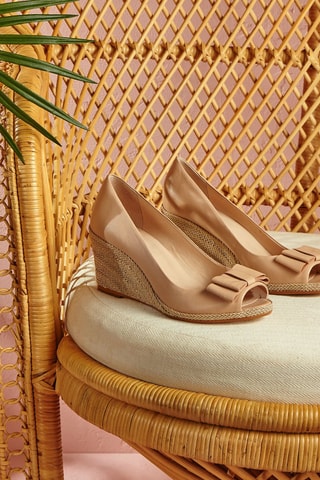 Sandálias de cunha em couro de vaca Mayana 2 - Nude