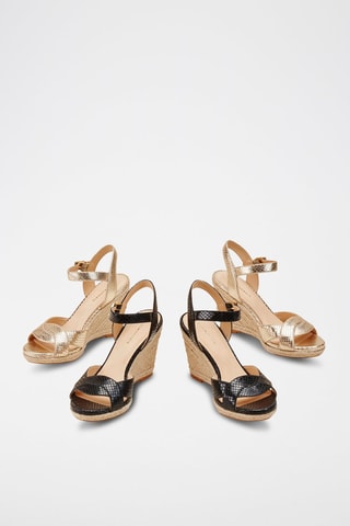 Sandales compensées en cuir Zabila - Noir